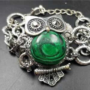 Owl colony green swirl mystic bracelet. B421